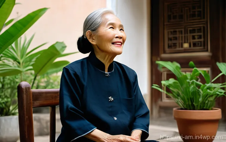 구술사 수집을 위한 장비 및 도구 - **Prompt:** A heartwarming scene featuring a wise, elderly Vietnamese grandmother, wearing a traditi...