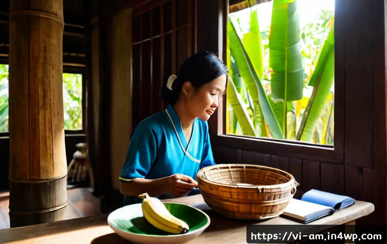 Home 17 전통 음식 문화 구술사 수집 방법 - Photorealistic documentary scene in a traditional Vietnamese wooden home, a respectful young oral hi...