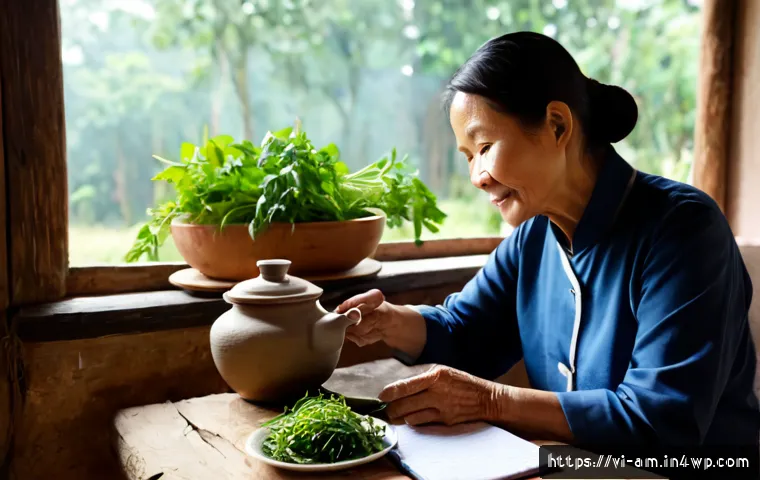 지역 음식 문화 보존을 위한 구술사 - Photorealistic documentary-style scene of an elderly Vietnamese grandmother sharing traditional fami...
